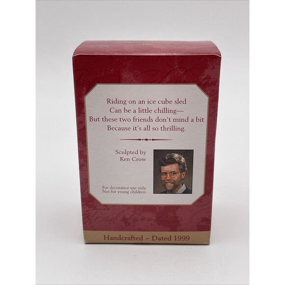 Hallmark Keepsake Ornament Sleddin Buddies Penguin & Bear Cub 1999 New Box - Picture 4 of 12